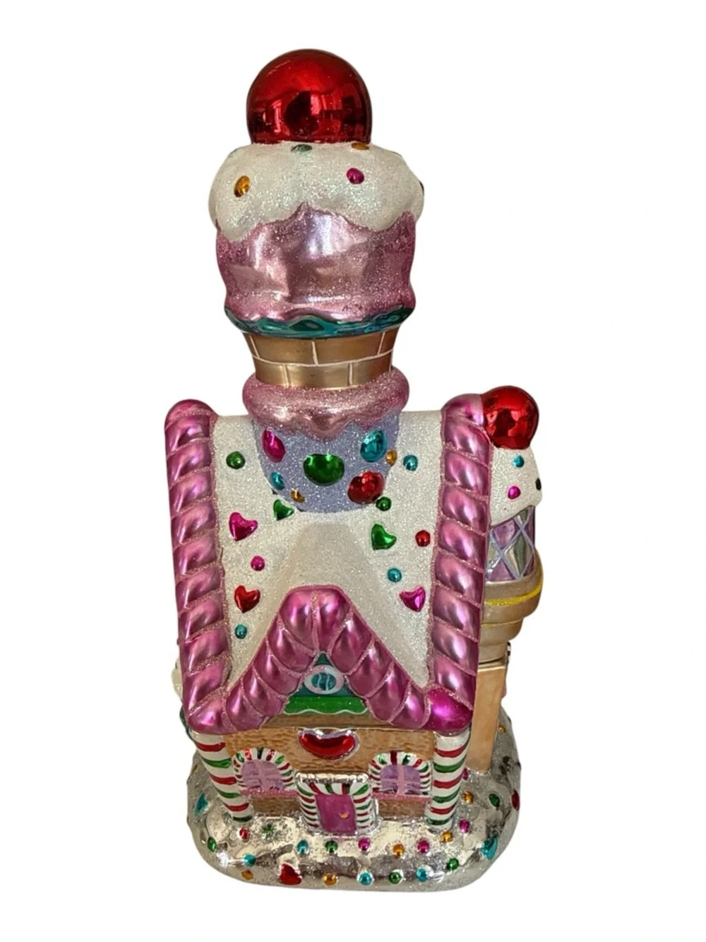 Christopher Radko Gingerbread House Candy‎ Jar 2004 Christmas Decor Glitter Lid